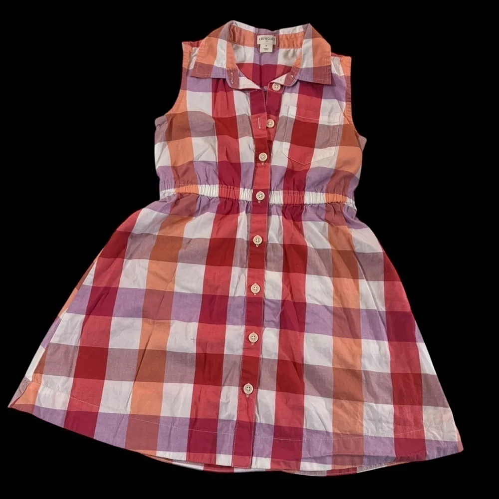 Crewcuts Girls Gingham Sleeveless Dress k210